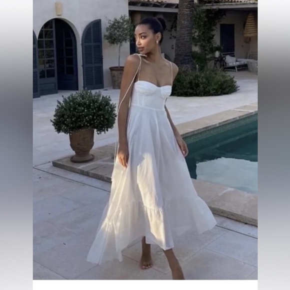 Zara Dresses & Skirts - Zara White Maxi Dress with Delicate Tie Straps